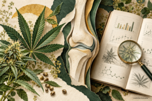CBD i bol: urednička ilustracija koljena i istraživačkih motiva