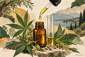 CBD kapi: urednička ilustracija kapaljke i mjernog cilindra